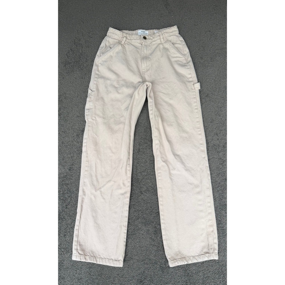 Cotton On Carpenter Jeans Beige Tan High Rise Straight Leg Utility Pants Size 6